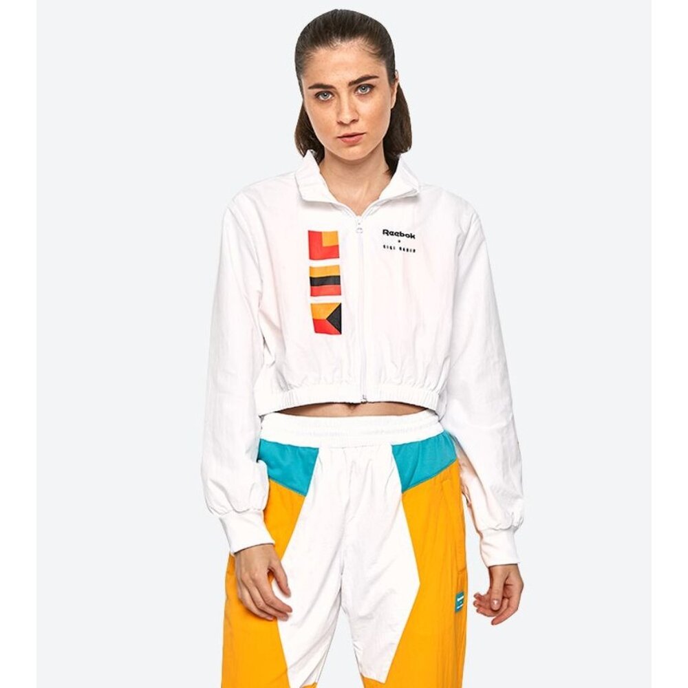 Reebok Gigi Hadid Geometric Print Long-Sleeve Cropped Jacket. Size XS - Picture 2 of 10